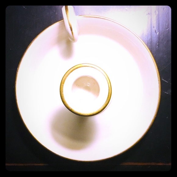 Lovely LENNOX Gold Rimmed Candle Holder w/ Handle - Picture 3 of 5